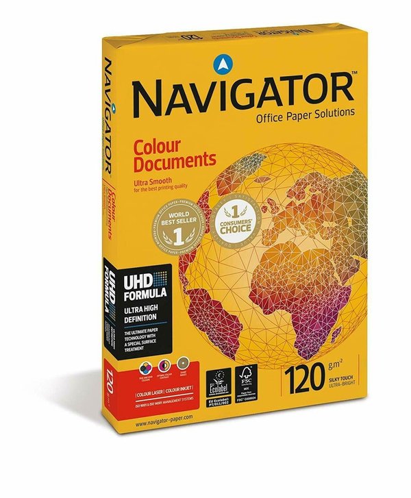 KOPIERPAPIER NAVIGATOR Colour Documents 1.250 Blatt A4 120g weiß - nur € 5,20/Päckchen