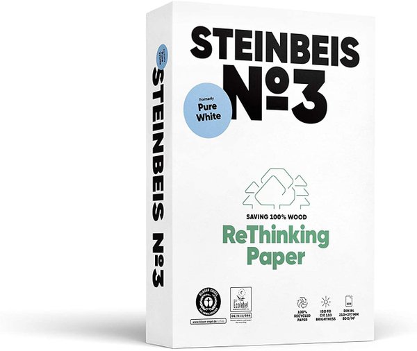 KOPIERPAPIER Recycling STEINBEIS No. 3    10.000 Blatt A4 80g weiß - nur € 5,40/Päckchen
