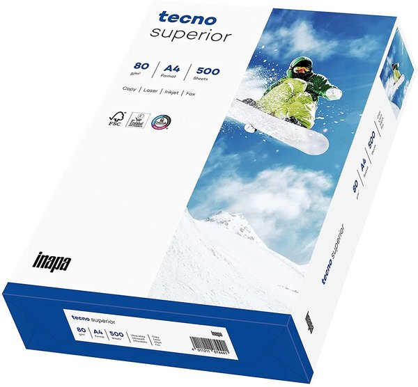 KOPIERPAPIER TECNO Superior 2.500 Blatt A4 80g weiß - nur € 7,30/Päckchen