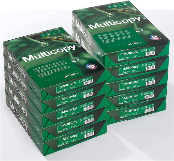 KOPIERPAPIER Multicopy 10.000 Blatt = 20 Päckchen A4 80g ultraweiß, tolle Oberfläche € 5,30/Päckchen
