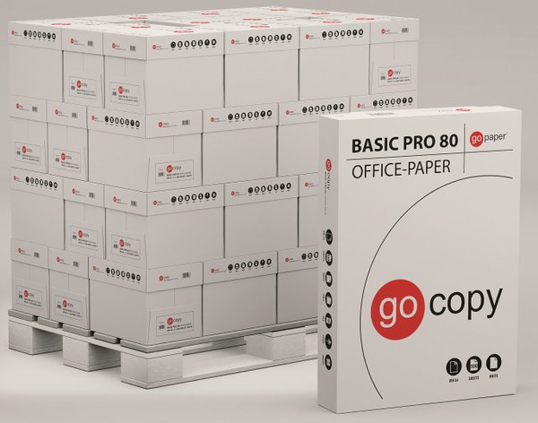 KOPIERPAPIER go copy BASIC PRO 50.000 Blatt 70g weiß 1/2 Palette - hoher Weißegrad zuverlässig & gut